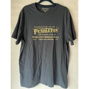 Pendleton Mens Graphic T Shirt Medium Navy Blue Woolen Mills Portland Oregon